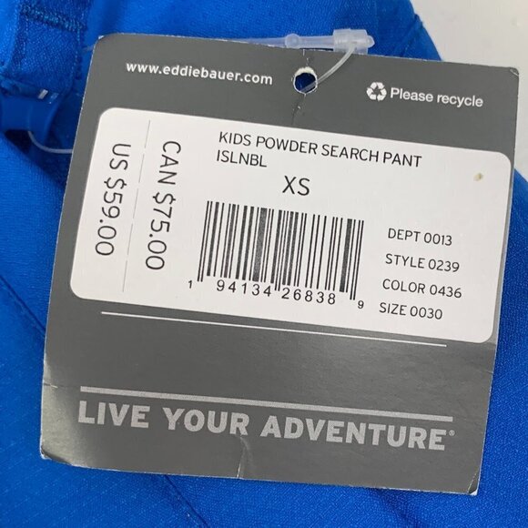 Eddie Bauer Powder Search Snow/Winter/Snowboard Pants Kids Size XS (5/6) - Picture 4 of 6